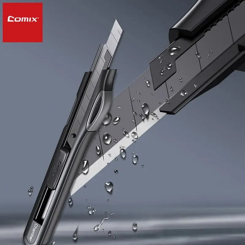 1pc Comix Utility Knife Carving Black Steel Blade Self-Locking Sk5 Portable Art Knife Home School Office Paper Box Cutting