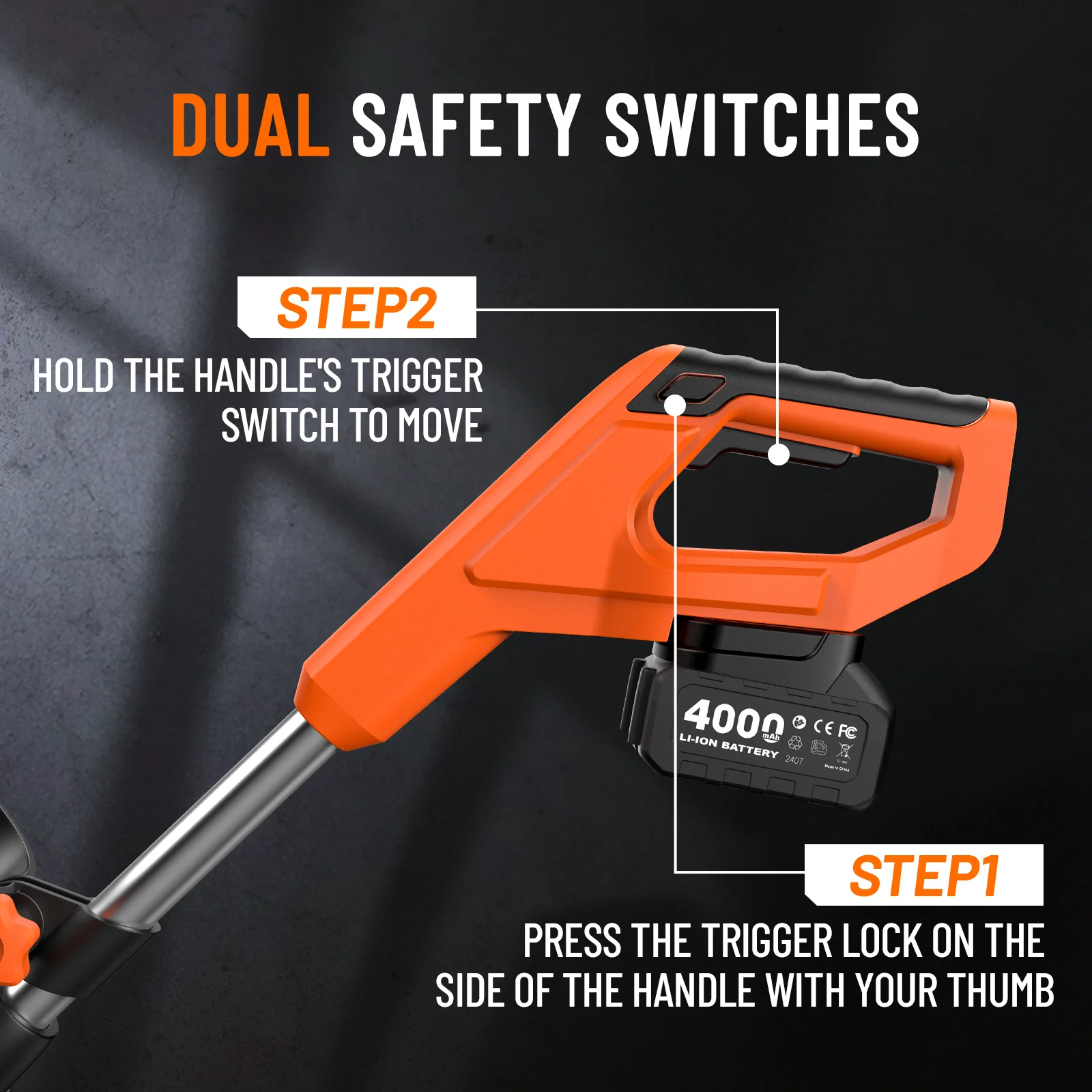 Pá de neve sem fio TaskStar 2 baterias de 4000mAh alimentadas 6x12 polegadas varredor de neve elétrico distância de 16,5 pés com placa direcional