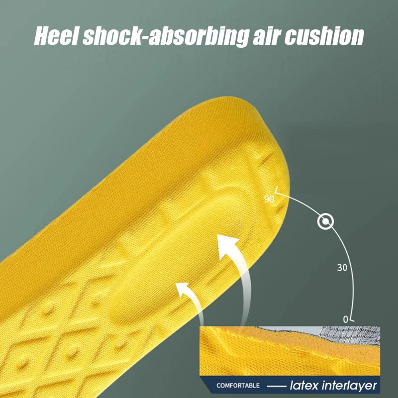 Semelles intérieures en mousse à mémoire de forme pour chaussures, unisexe, en latex, sport, haute élasticité, désodorisation, soins des pieds,