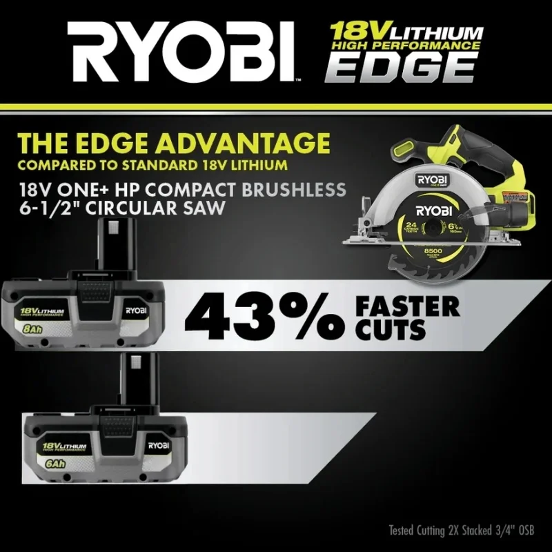 

100% Оригинальная аккумуляторная литиевая батарея RYOBI ONE+ 18В 6.0/8.0Ач с высокой емкостью и длительным временем работы для всех беспроводных электроинструментов серии ONE+