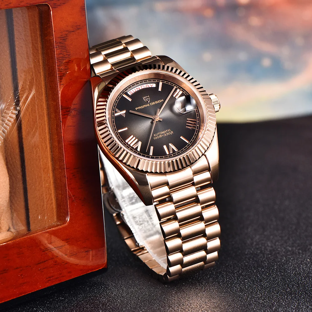 2025 Nuovo PAGANI DESIGN Orologio da uomo in oro rosa Orologi meccanici da uomo Orologi automatici per uomo Top Brand AR Orologio a specchio con zaffiro