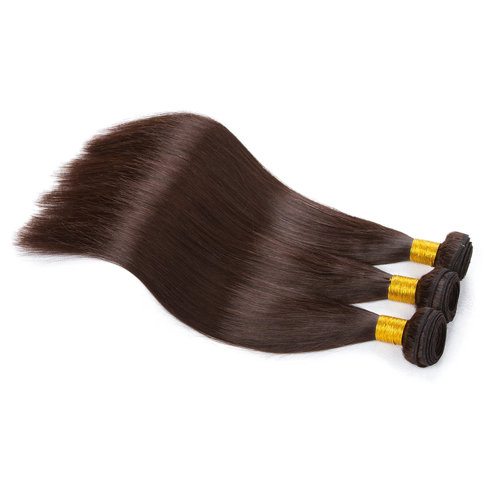 Miss Rola 12A Hair Weave Bundles 100% Human Hair #2 #4 Dark Brown Straight Hair Weaving Remy Full and Thick Hair Ends Hair Weft