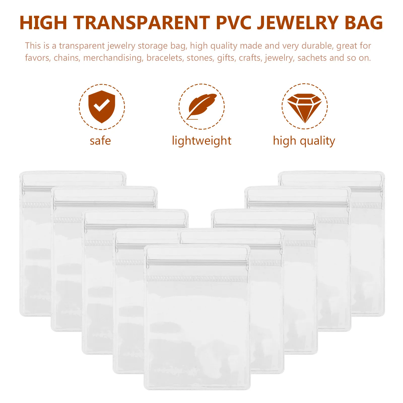 100Pcs Transparent PVC Jewelry Storage Bag Zipper Lock Mini Pouch for Earrings Bracelets Necklaces Pearls Jade Anti-Oxidation