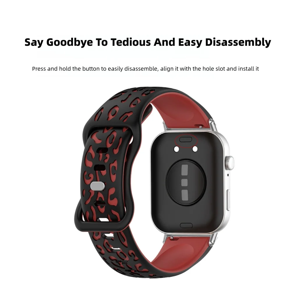 Браслет с леопардовым принтом для часов Huawei Fit 3, быстросъемный моющийся силиконовый сменный регулируемый ремешок для умных часов унисекс