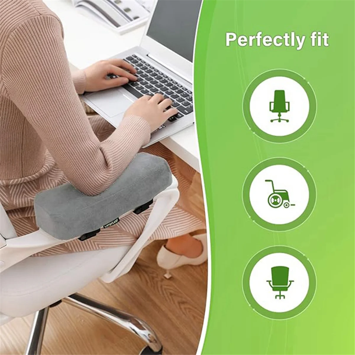 A04I Ergonomic Office Chair Armrest Pads, Comfy Gaming Chair Arm Rest Covers for Elbows and Forearms Pressure Relief image 6