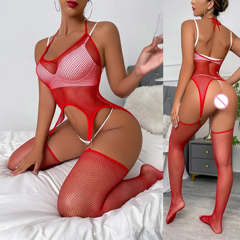 Open Crotch Fishnet Bodystockings Women Sexy Lingerie Porn Buttbare Bodysuit Naughty Underwear Erotic Garter Stockings Fancy Set