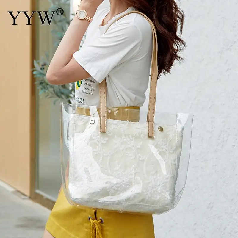 Large Capacity Shoulder Bags Pvc Waterproof Bag For Women Fashion Female Handbag 2023 High Quality Big Shopping Bag Bolso Mujer