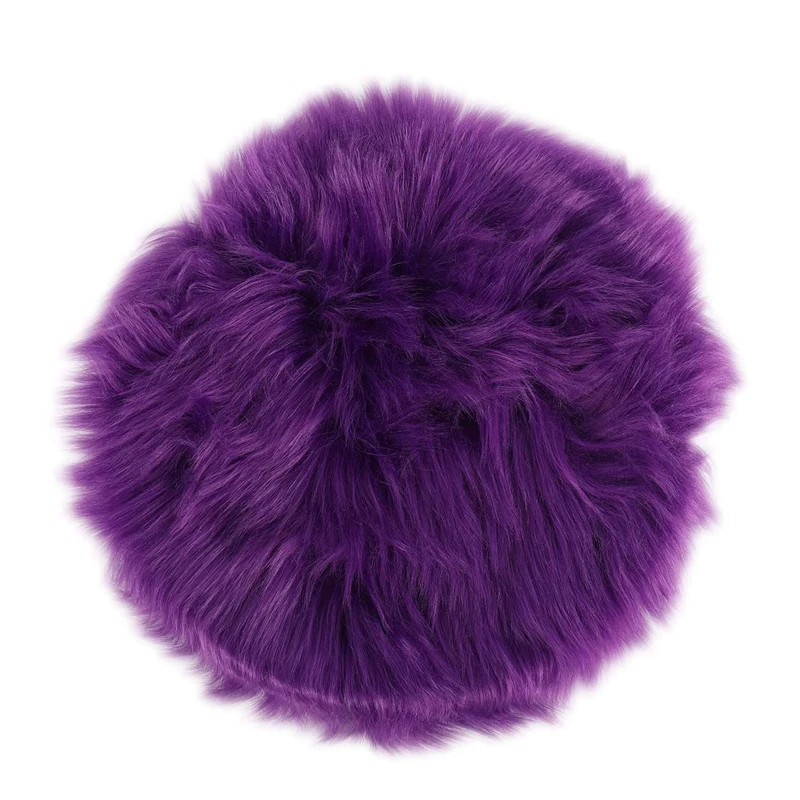 2X Faux Sheepskin Wool Carpet 30 X 30 Cm  Soft Longhair Decorative Carpet Cushion Chair Sofa Mat (Round Purple)