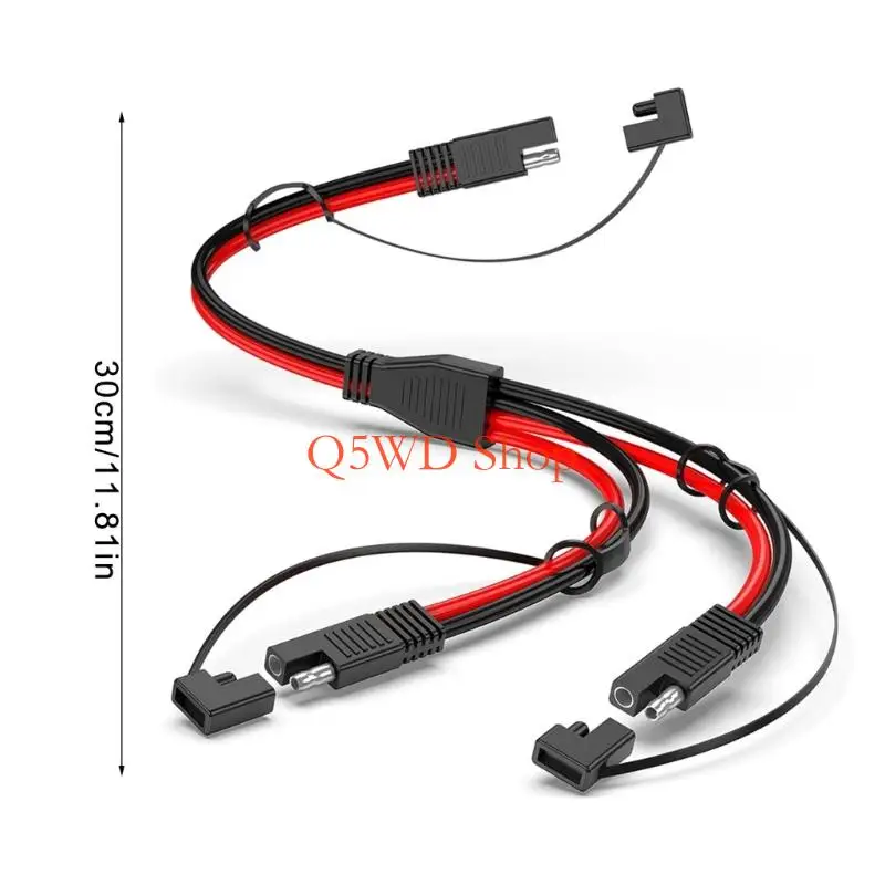 Q5WD 12inch SAE Splitter Cord High Conductivity Cores Double Output Suitable for Solar Charges Easy Carry Electronics