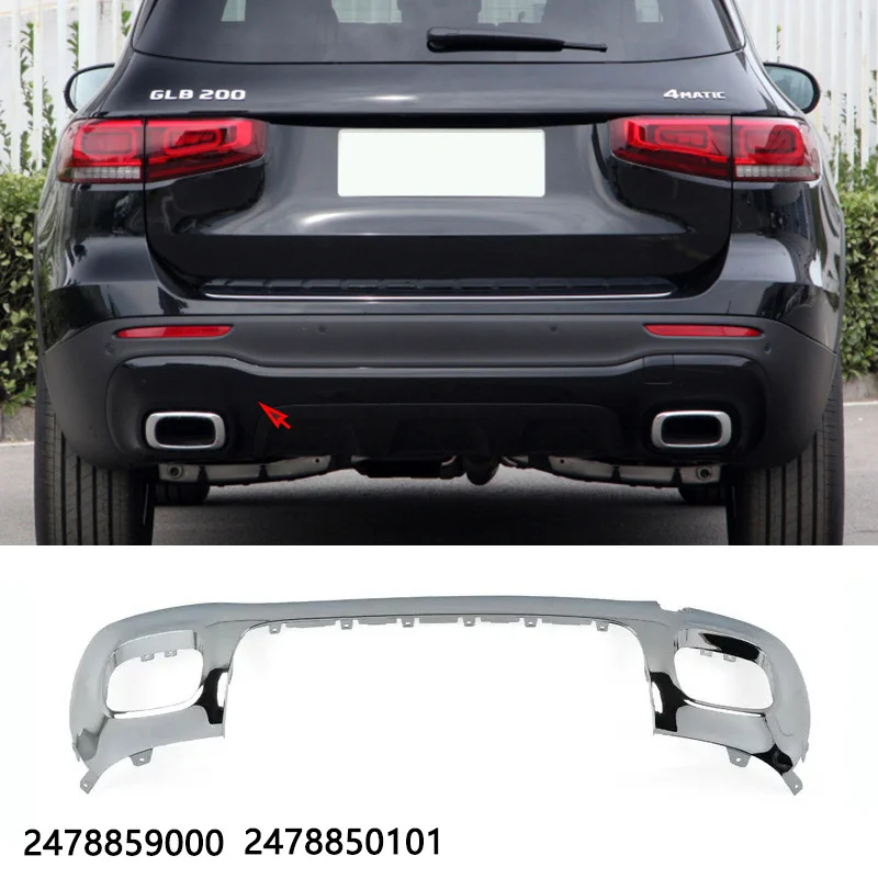 For Mercedes Benz GLB W247 X247 A2478859000 A2478850101 Rear Bumper Chrome Trim Chromium Styling Spoiler Diffuser Accessories