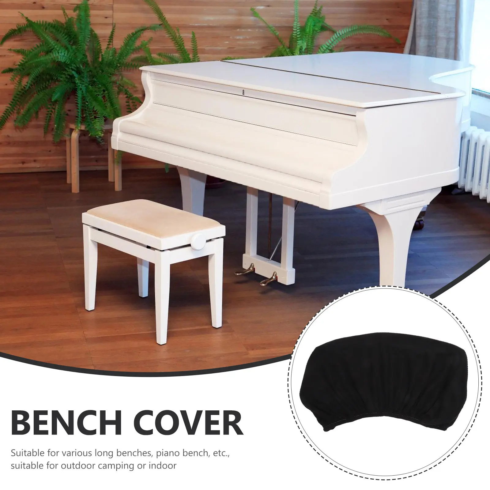Bench Cover Stretchable Dustproof Fabric For Piano Stool Dining Bench Outdoor Indoor Use Polyester Protector