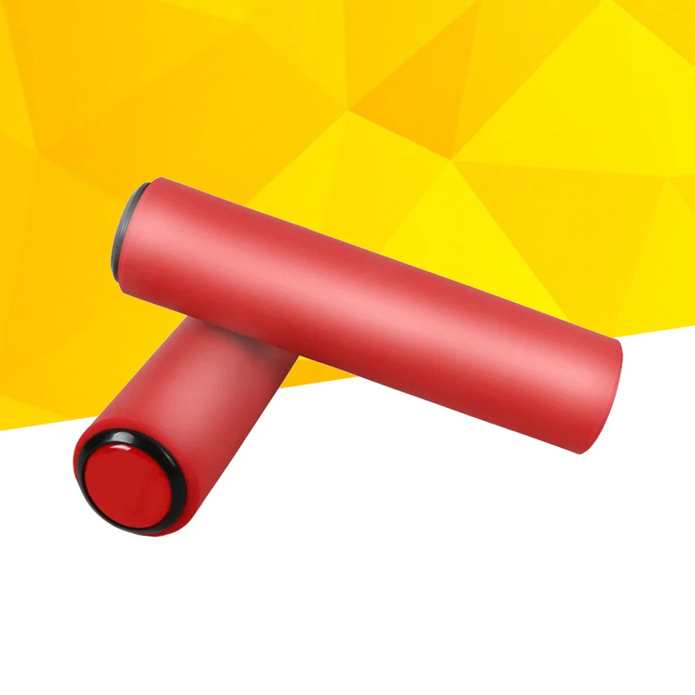 

One Pair Red Bike Handlebar Grips Anti-Slip Silicone Ergonomic Absorbing Fatigue Protection for Bicycle Use