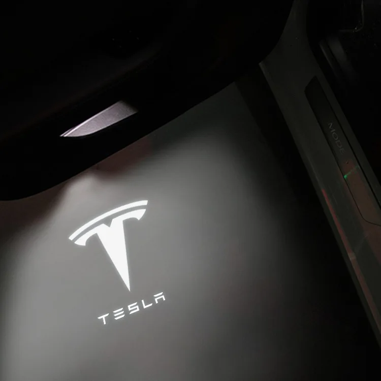 2/4pcs Car Door LED Logo Projector Lights HD Welcome Light 3D Laser Ghost Shadow Light for Tesla Model Y 3 S X Car Accessory view 2