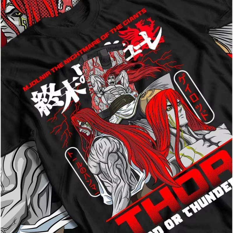 Record of Ragnarok Thor T Shirt Men Cotton Graphic Printed Short Sleeve Round Neck Norse Streetwear Summer Casual 2026 Hot Sale
