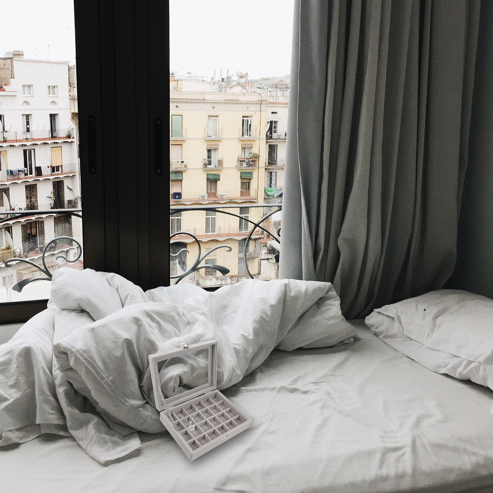 

1 шт. органайзер для ювелирных изделий, прочная шкатулка для драгоценностей премиум-класса, компактный футляр для хранения колец, серег, ожерелья, браслета, коробка для сережек