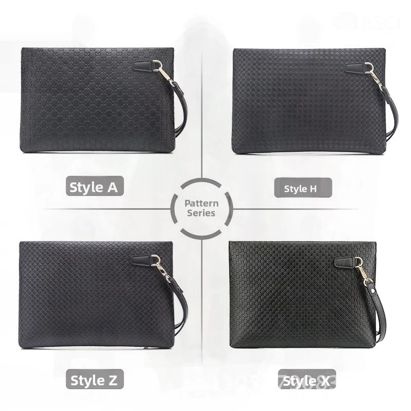 Men's Large Capacity Clutch Handbag Casual Business Fashion Trendy PU Leather Water-Resistant 10 Inch IPAD Bag Urban Minimalist