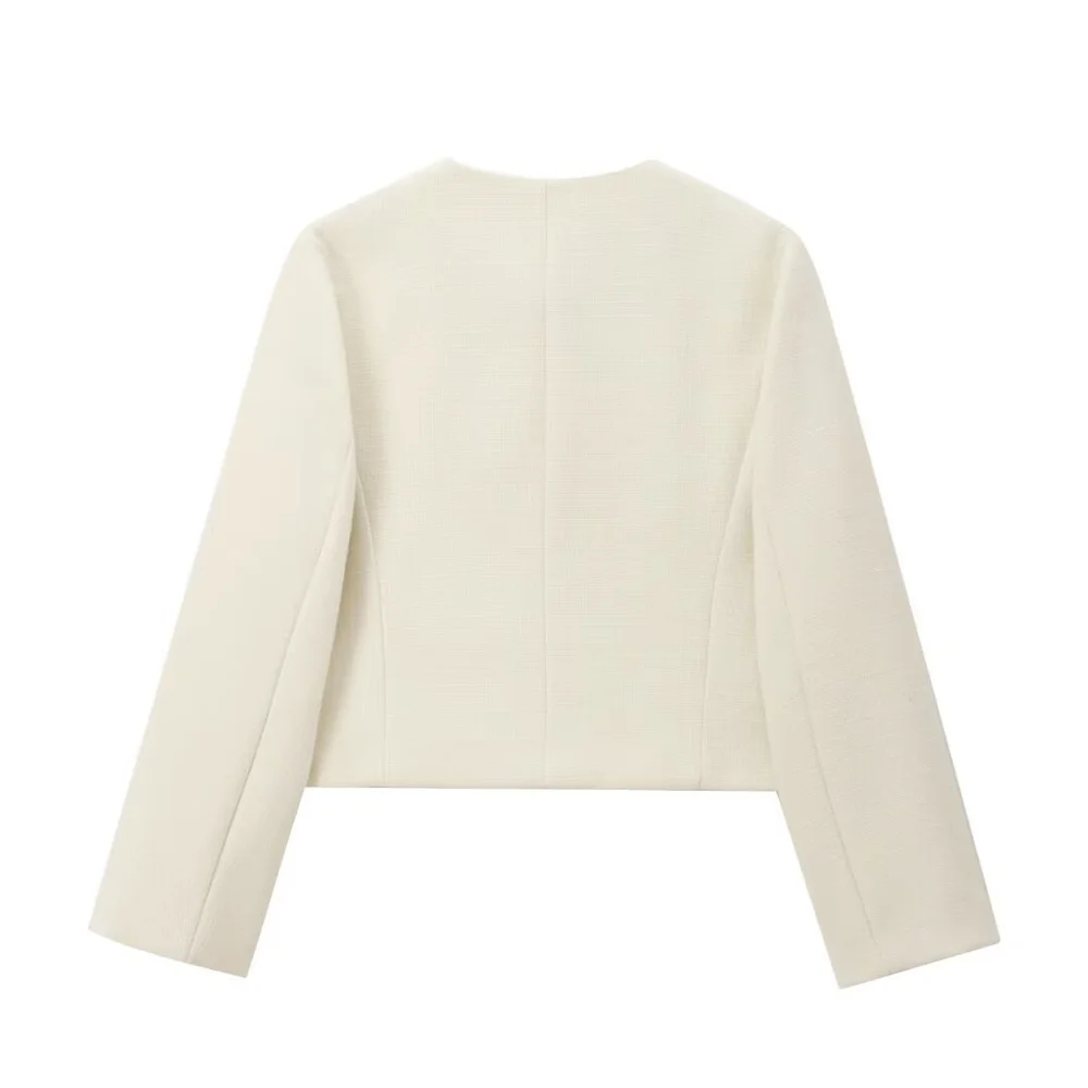 Veste courte d'automne pour femmes, nouveau style européen et américain, à la mode, décontractée, ample, décoration à rabat