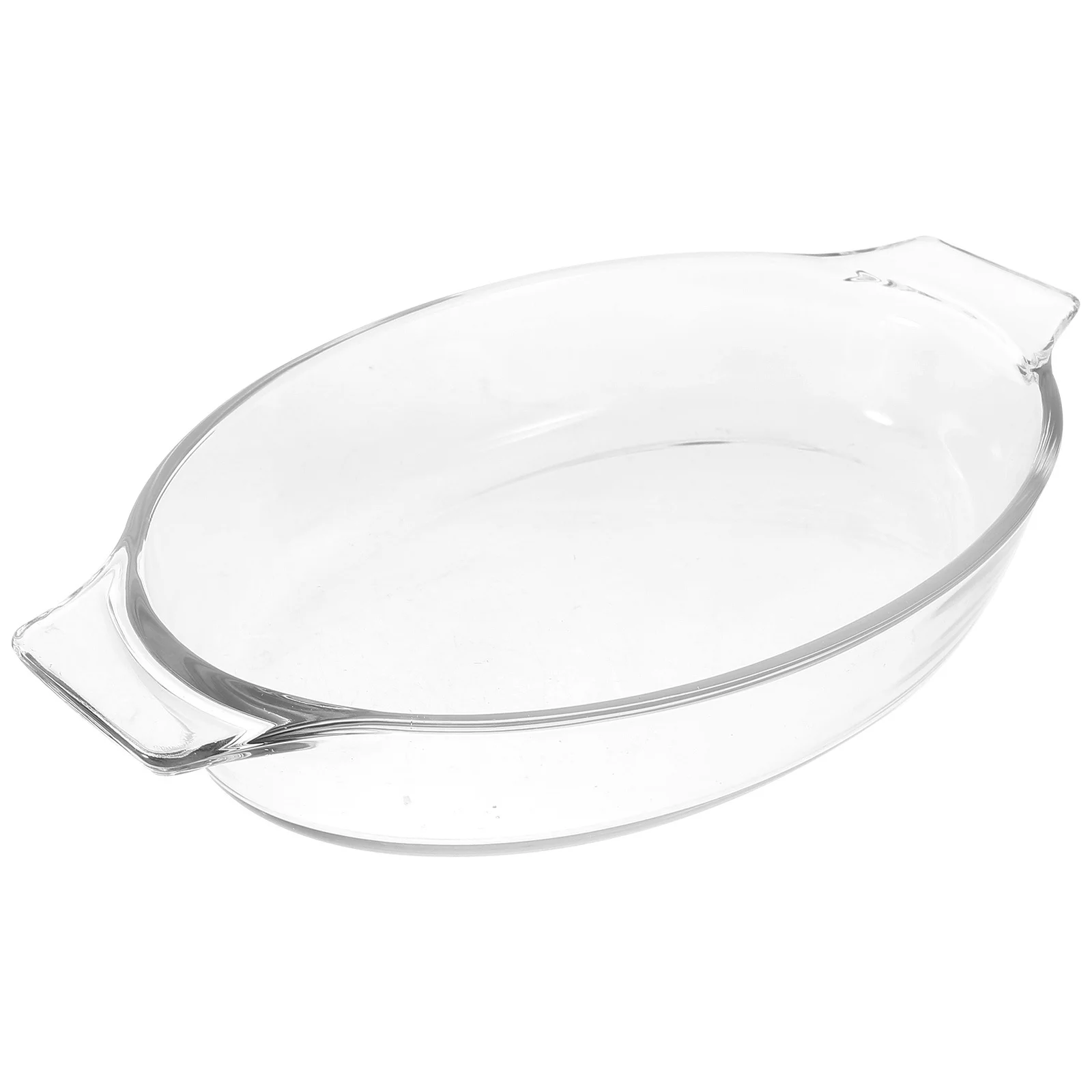 

Glass Baking Dish Clear Pie Pan Double Handle Oven Microwave Safe Steaming Roasting Plate Kitchen Bakeware for Home