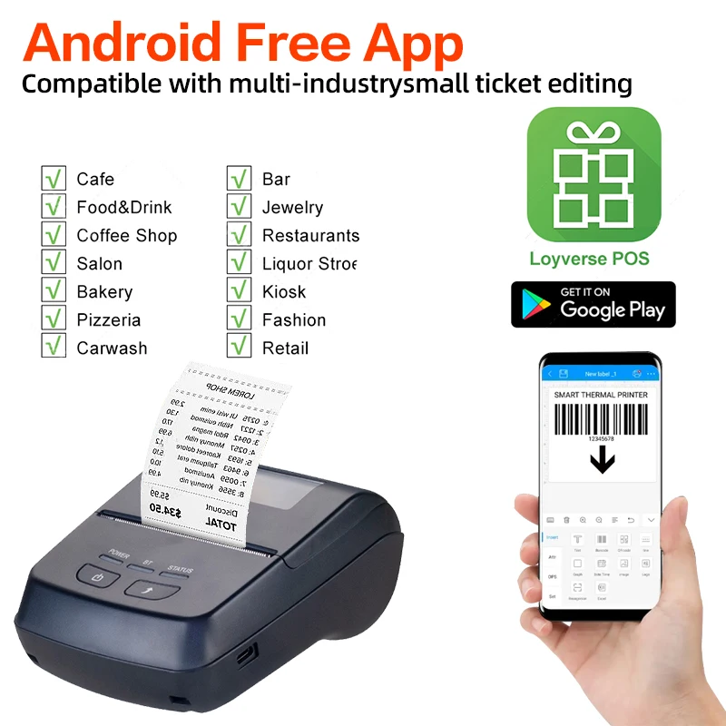 Xprinter Mini 80mm Thermal Printers Wireless Portable Receipt Printer Thermal Bluetooth Mobile Phone Android POS PC Pocket Bill