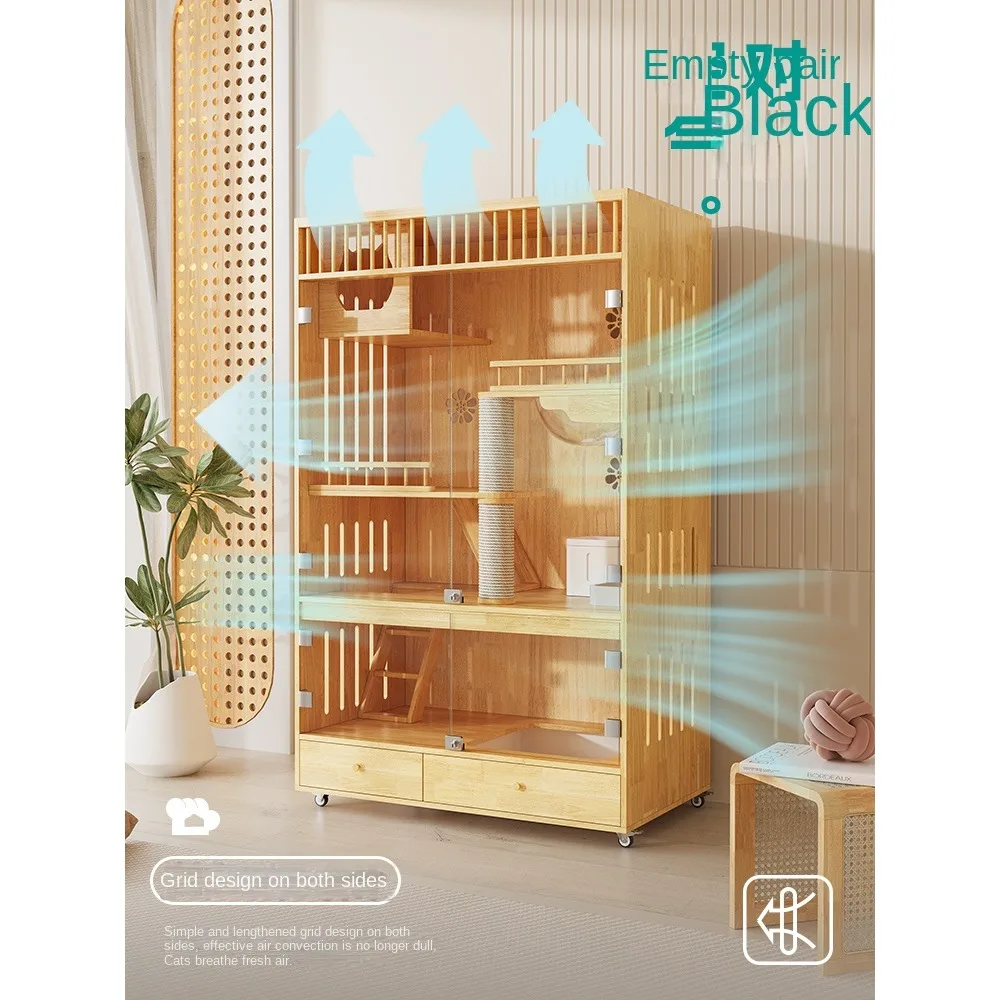 Cat cage villa solid wood catcabinet, catlimbing frame, household cathouse, luxurious catnest, large space catage, suppor