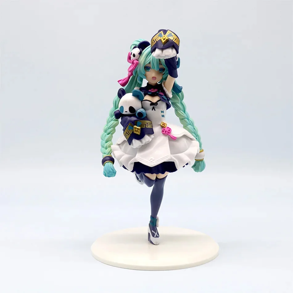 18cm Hatsune Miku Chinese Style Fashion Panda Action Figure Cute Girl Model PVC Collectible Desktop Ornament