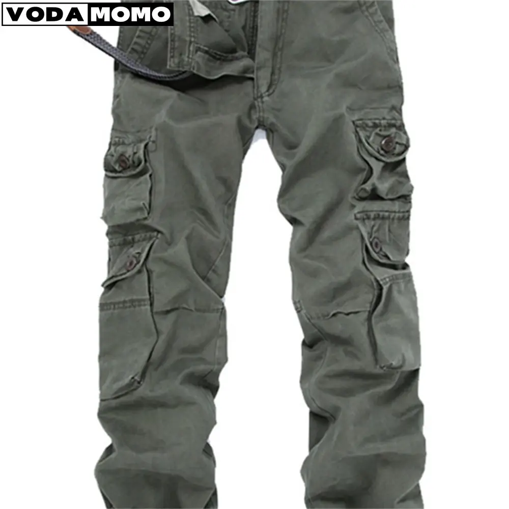 

Autumn Winter Men's Cargo Pant Mens Casual Multi Pocket Military Tactical thick Male Outwear Army Straight slacks Long Trousers