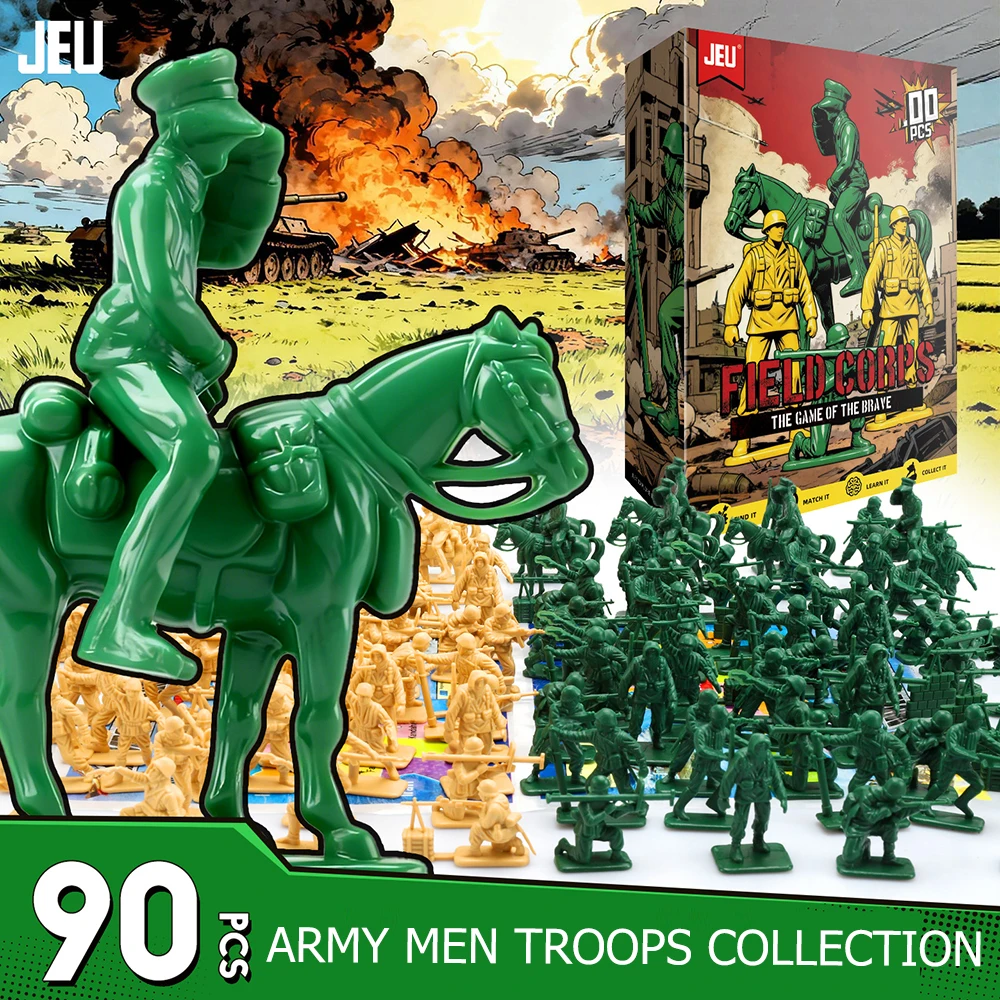 ViiKONDO الجيش الرجال لعبة الجندي 90 قطعة عمل عسكري الشكل 4-5 سنتيمتر الأخضر مقابل تان صغير الحارس القوات متعة المناورات تمثال صندوق ملون