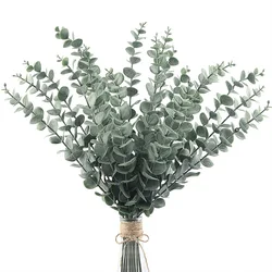 20 pz Steli di Eucalipto Artificiale Foglie Rami di Eucalipto Verde Piante Finte per Centrotavola di Nozze Natale Navidad Decor