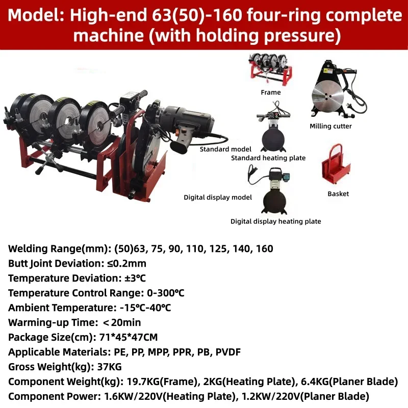 Pipe‑Fusion‑Gear Manual‑Screw‑Clamp‑Processor With Heating‑Plate For HDPE‑Pipe‑Butt‑Welding‑Tasks