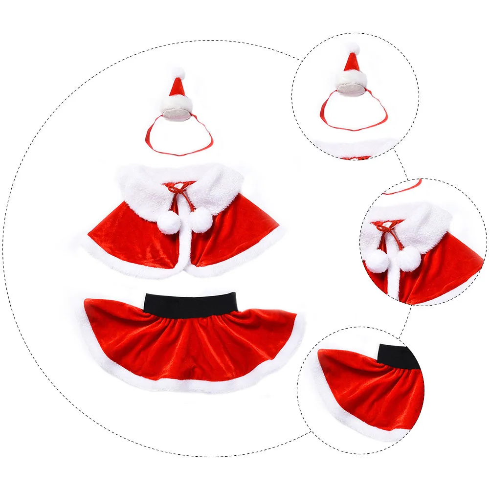 

1Set Christmas Kids Clothing Cloak Top and Skirt Set Red Breathable Comfortable Xmas Festival Costume for Girls Party Cosplay