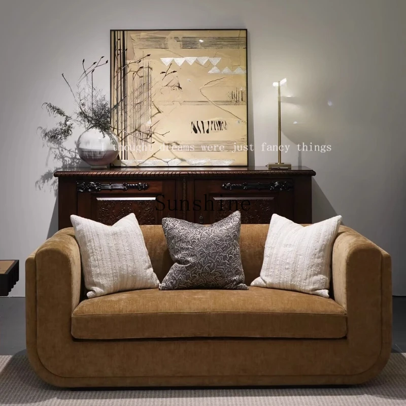French solid wood fabric double sofa surprise quiet wind home creative U-shaped simple sofa