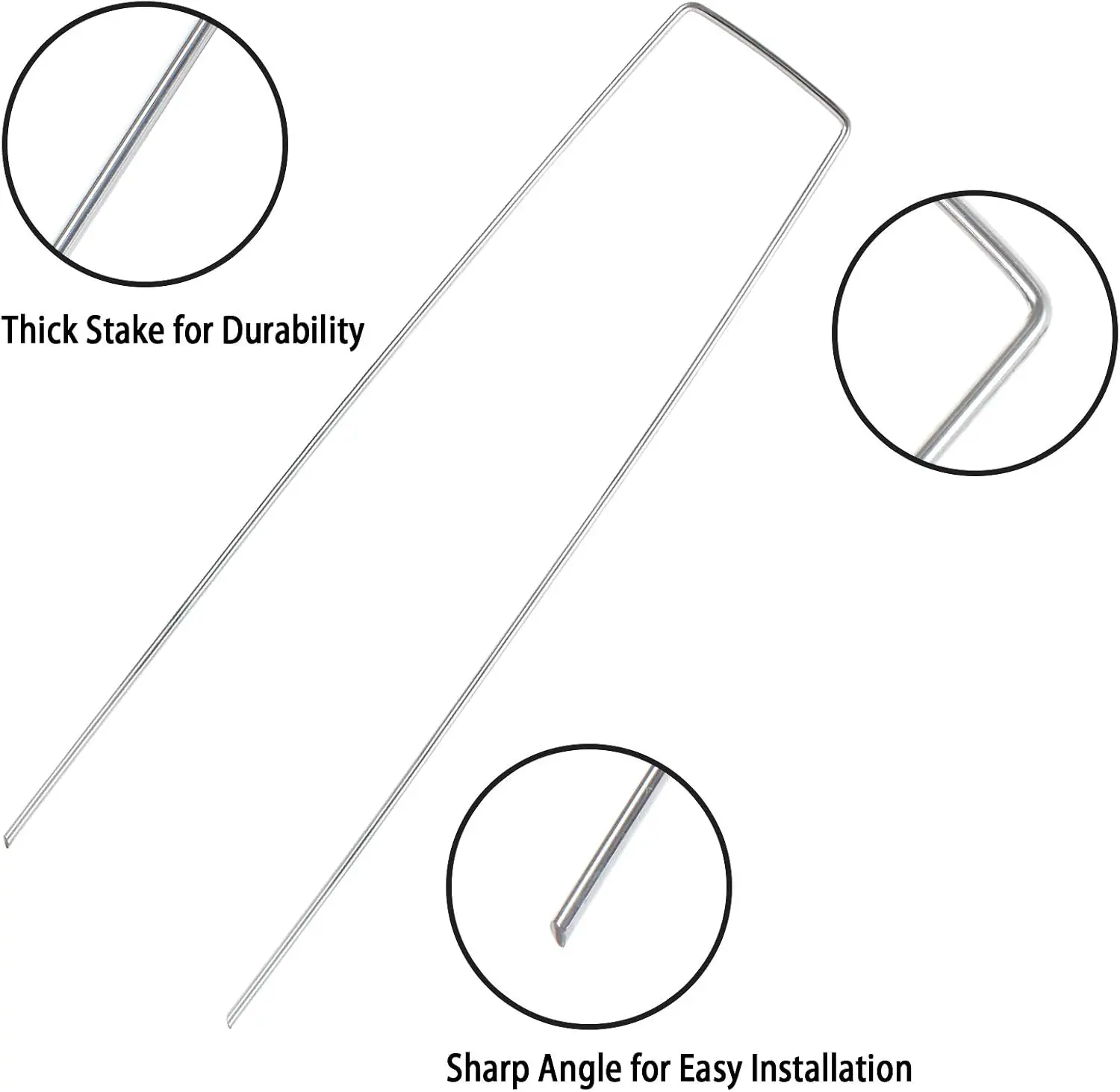 200 عبوة من دبابيس المناظر الطبيعية مقاس 8 بوصات - دبابيس حديقة من الفولاذ المجلفن عالي التحمل مقاس 11 بوصة - أوتاد حاجز الأعشاب على شكل حرف U