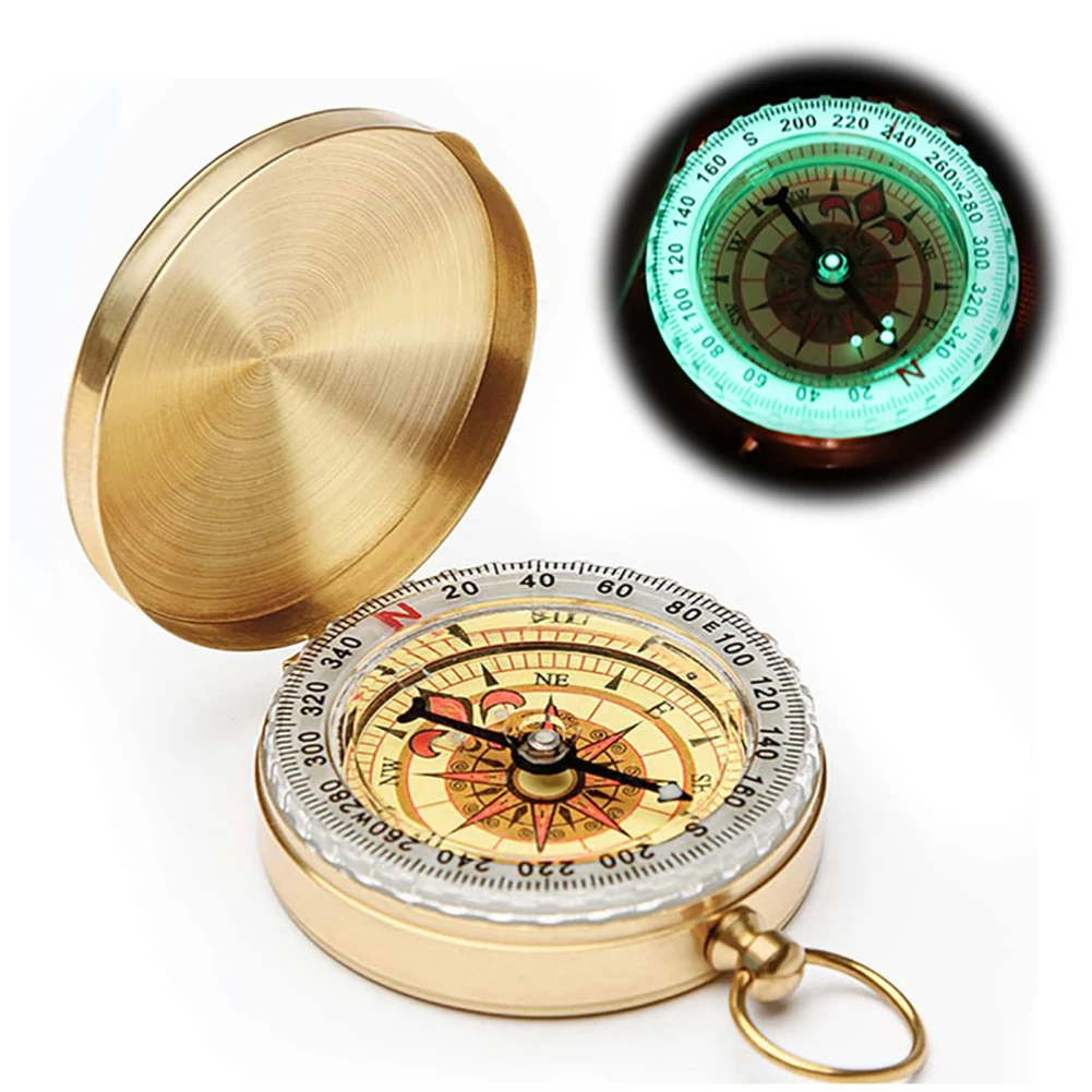 G50 Compass Pure Copper Pocket Watch Point to the North 45g Multifunctional Covered Luminous Retro Flip Cover Compass For Hiking