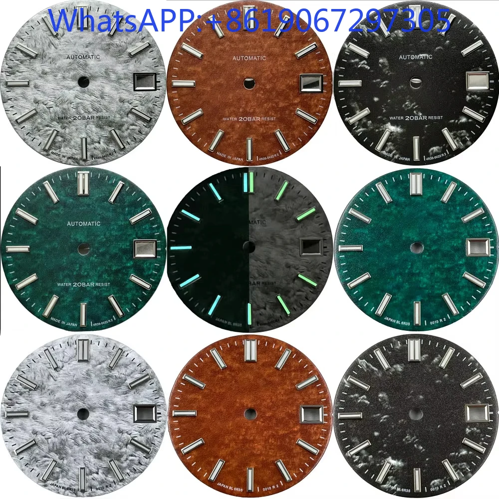 قرص ساعة كورنفيلد عتيق مناسب لحركة NH35/36 الأوتوماتيكية ساعة رجالية باللون الأزرق والأخضر 20 شريط أجزاء تعديل nh35