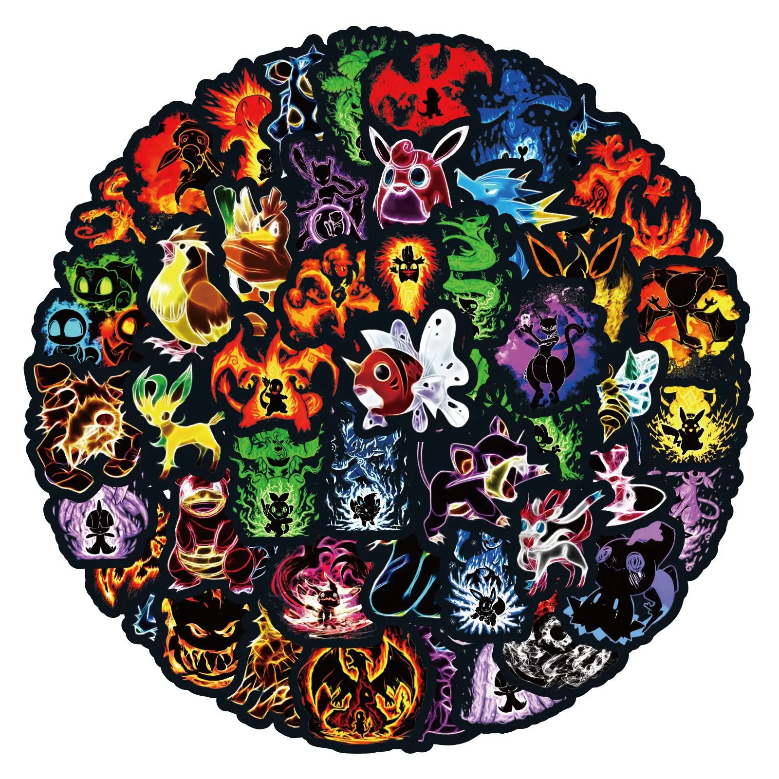 60 stücke Cartoon niedlichen Pokemon Neon Aufkleber DIY Skateboard Laptop Auto Gitarre Motorrad Gepäck Aufkleber Kinderspiel zeug Dekoration