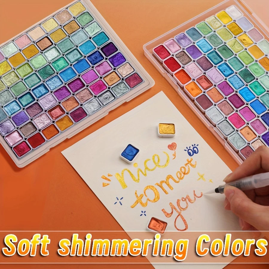72-color pearlescent watercolor paint set - bright shining, professional coverage, light fastness - flash solid pigment