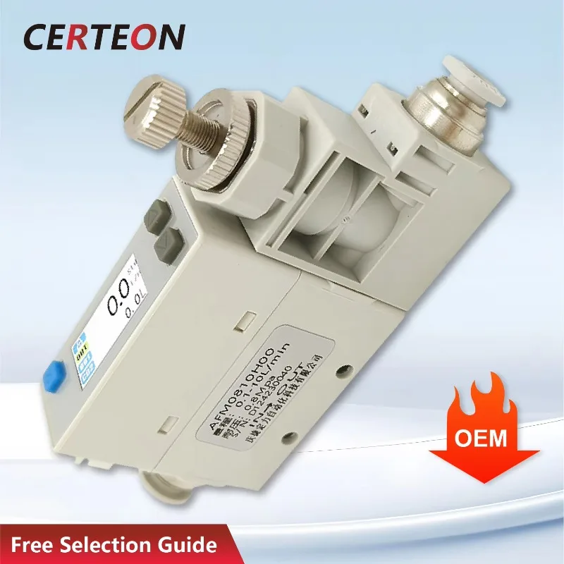 Industrial RS485 Gas Flow Controller Thermal Mass Flow Meter 1-5V NPN Output Air Nitrogen Oxygen Quick Connector