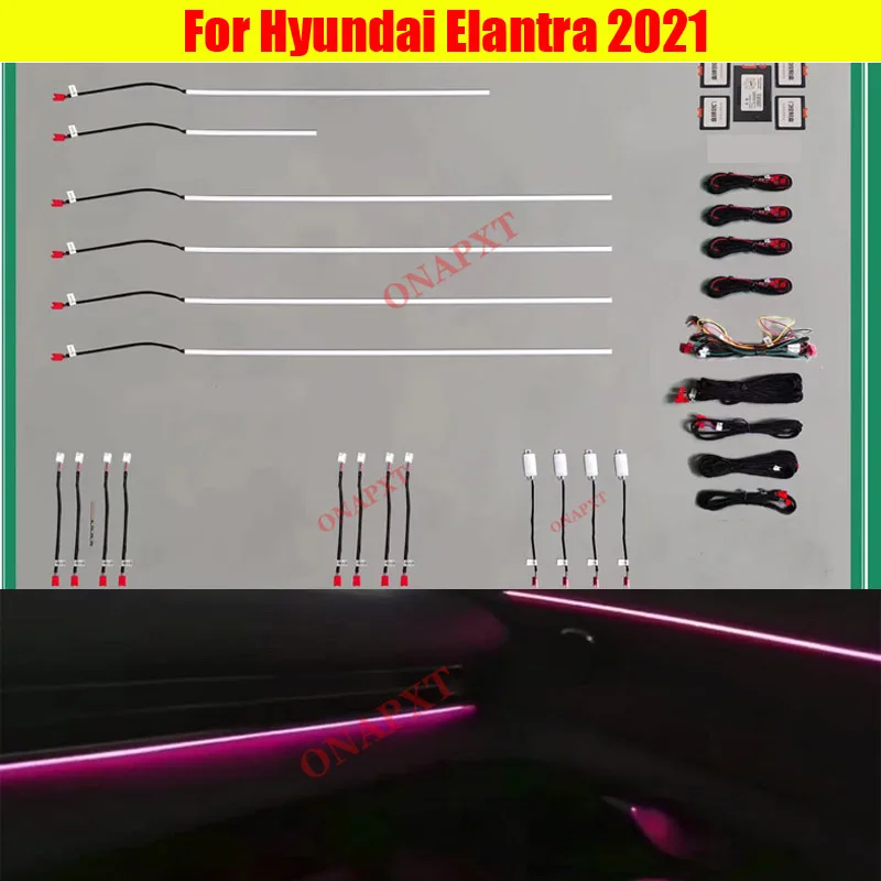 

Decorative Ambient Light LED Car Atmosphere Lamp illuminated Strip 64 Colors Screen Control For Hyundai Elantra 2021