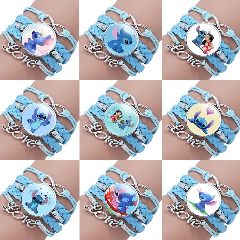 1pcs Disney Stitch Bracelet Cartoon Lilo & Stitch Anime Figures Print Cute Wristand Present Kids Toys Girls Christmas Party Gift