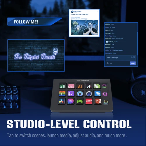 Imagen 2 del producto HAISEEN Visual Stream Deck teclado Lcd botón 15 teclas controlador de creación de contenido en vivo personalizable Windows/Macos/Android/Ios