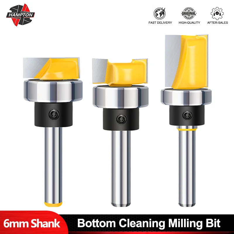 

HAMPTON Flush Trim Router Bit 6mm Shank Carbide Straight End Mill Cleaning Tenon Cutter With Bottom Bearing For Woodworking