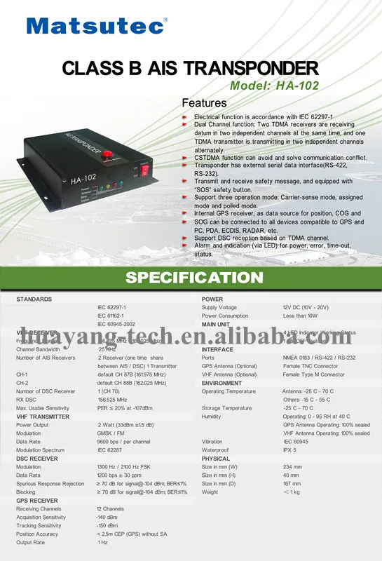 Receptor e transmissor AIS marinho classe B 2025 HA-102