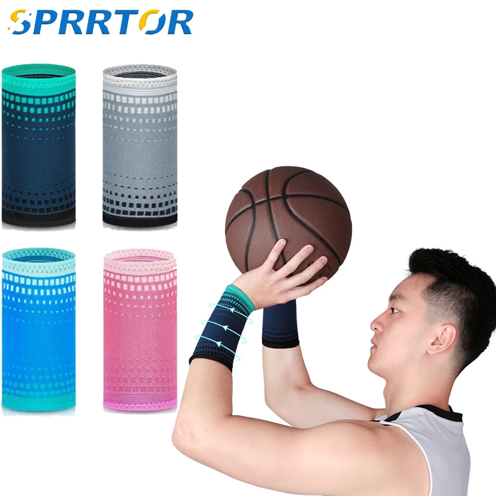 2 Pcs Sport Wristband Extended Wrist Support Compression Wrist Brace Protective for Basketball Volleyball Fitness Weight Lifting