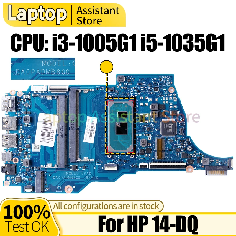 

For HP 14-DQ Laptop Mainboard DA0PADMB8G0 L70915-601 i3-1005G1 i5-1035G1 Notebook Motherboard