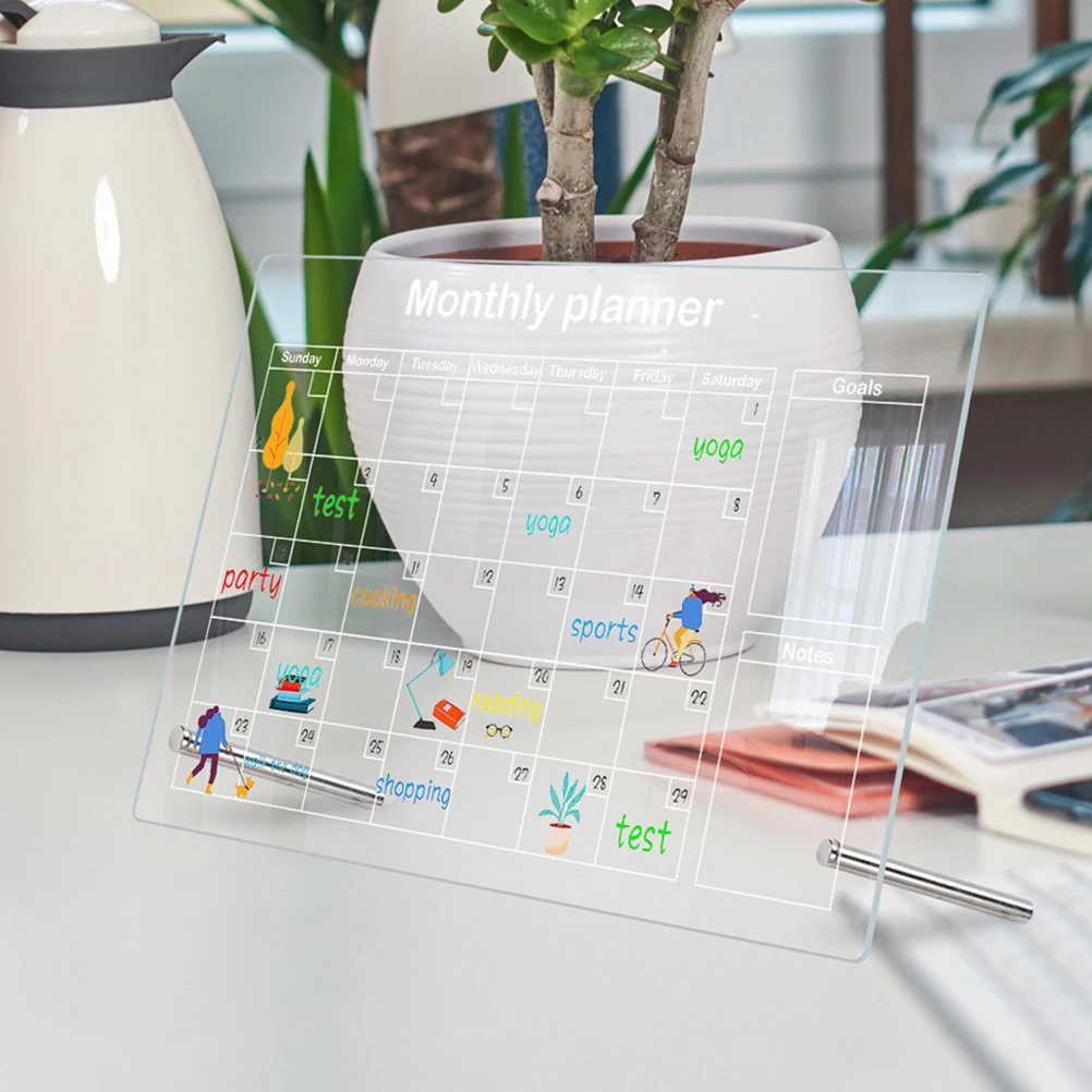 1 set 1 Set Acrylic Memo Transparent Writing Board For Office Home School Use Erasable Note Board Desktop Decoration Supply