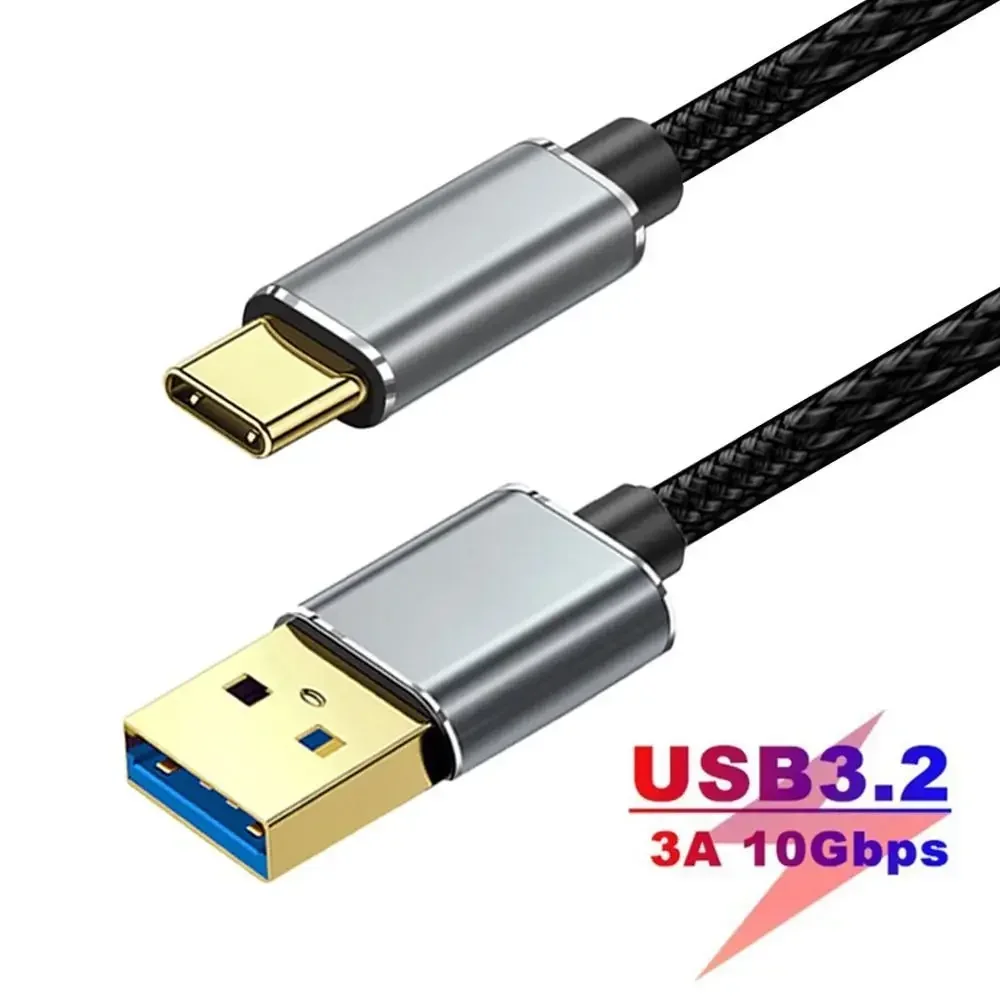 USB 3.2 10Gbps Gen2 Type-C Fast Charging Cable USB C Data Transfer SSD Cord 3A PD 60W QC 3.0 Car Laptop Hard Disk Line