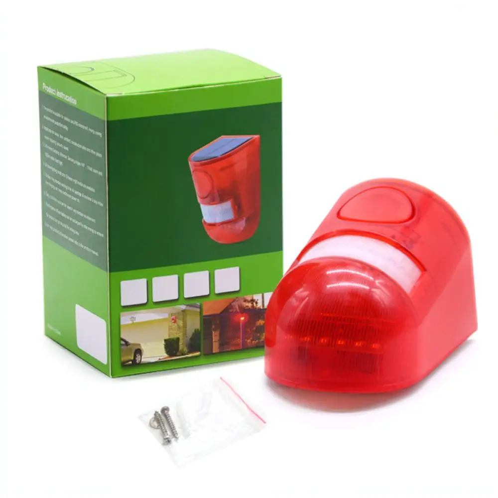 Solar Powered Security Alarm Lamp Motion Activated Strobe Light Outdoor Garden Field Orchard Animal Repellent Guard