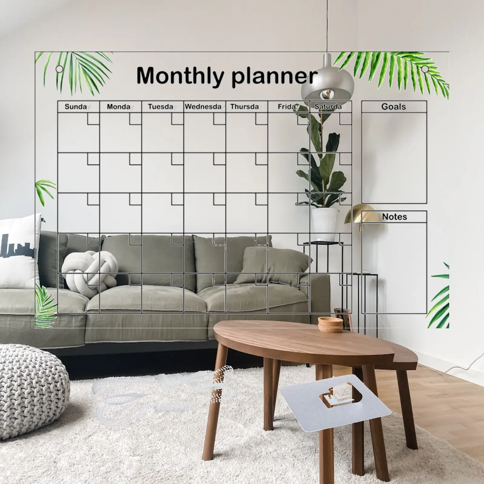 Dry Erase Board Weekly Planning Board Portable with Hook Reusable Clear Planner