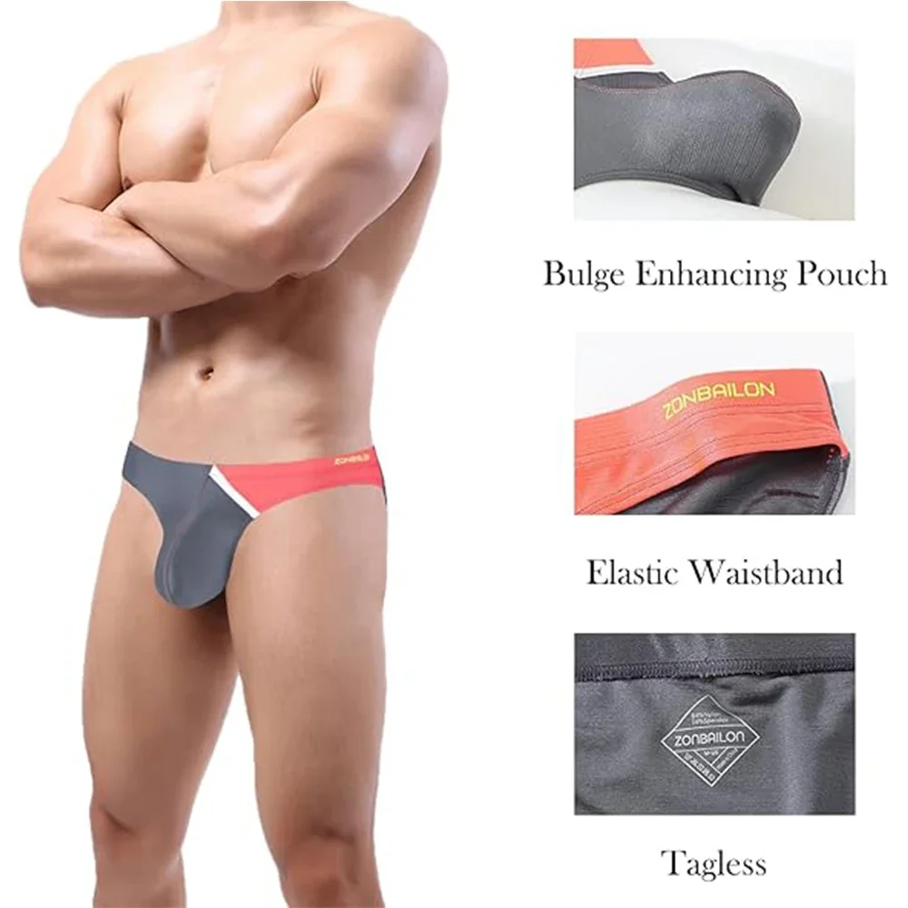 Jinshi Mens Briefs Sexy Bikini Briefs 3D Stereo Contour Pouch TAGLESS Breathable Underwear