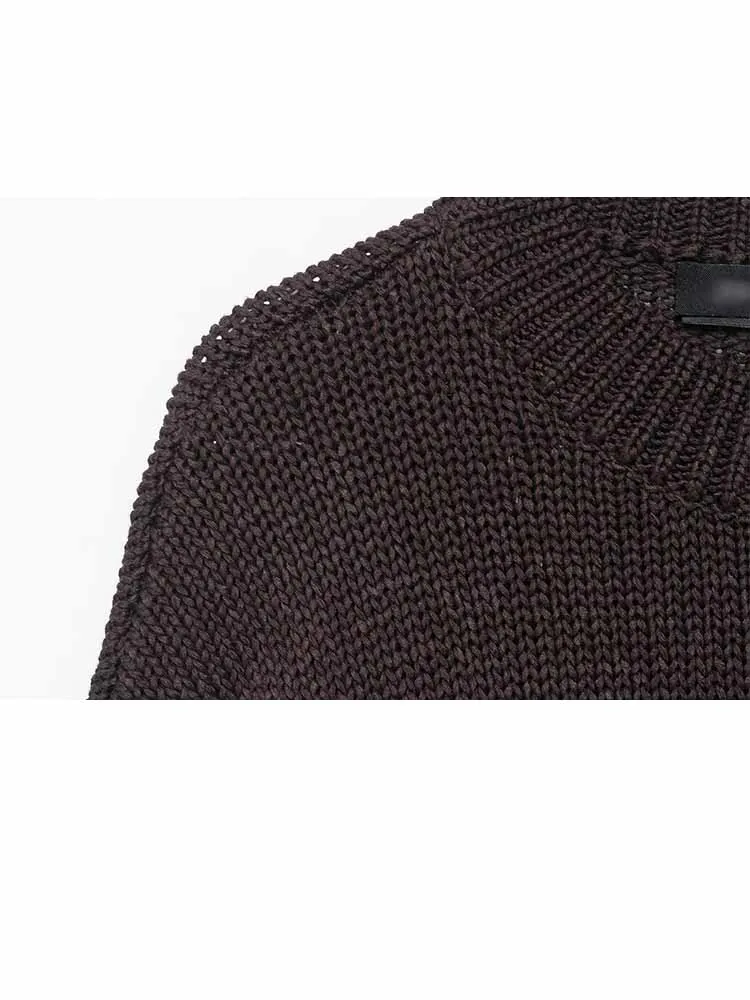 HH femme mode manches longues col rond couture décoration tricot pull femme tempérament solide décontracté tricoté pull